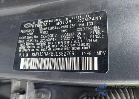 2018 Hyundai Tucson Sel from USA, damaged, VIN KM8J33A48JU682789